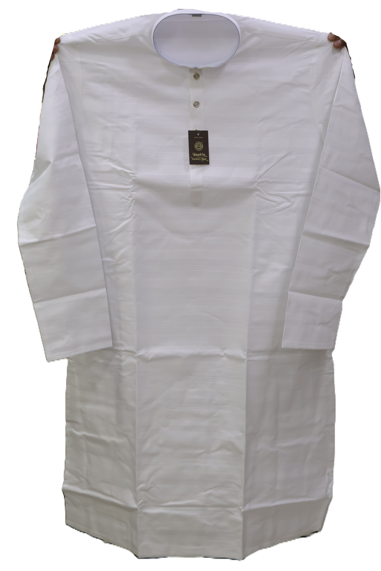 Men's White Kurta Cross Patta (137)