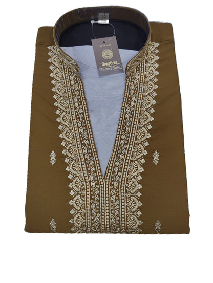 Men's V-neck Kurta DM-12 Chikoo