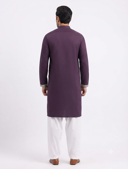 Men's V-neck Kurta DM-12 Wine
