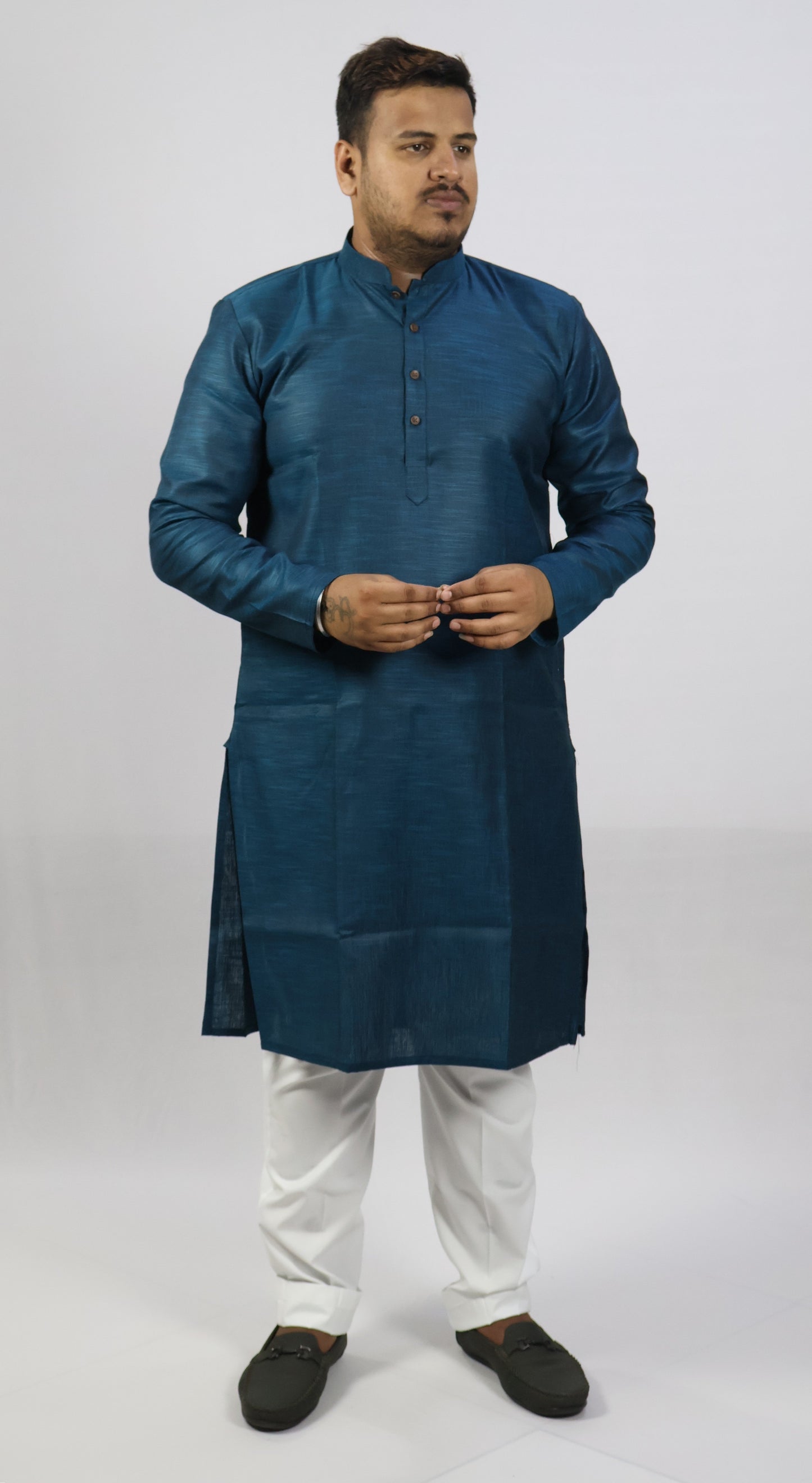 SPICY MEN'S KURTA PEACOCK BLUE