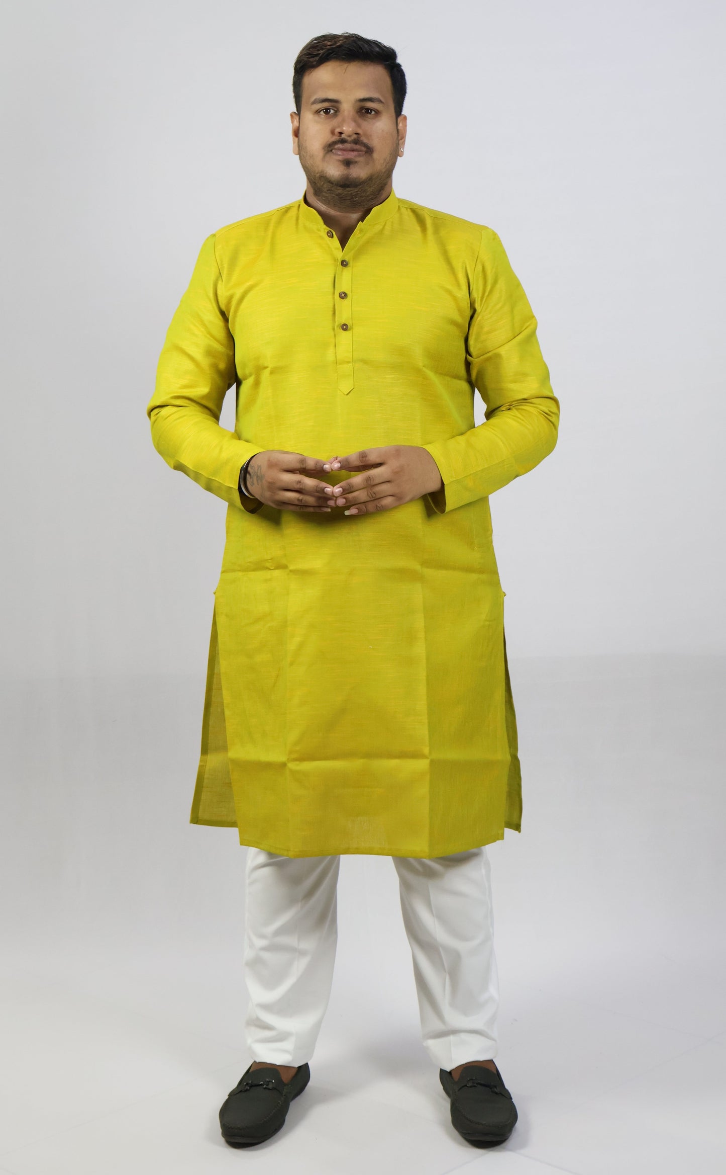 SPICY MEN'S KURTA YELLOW GREEN