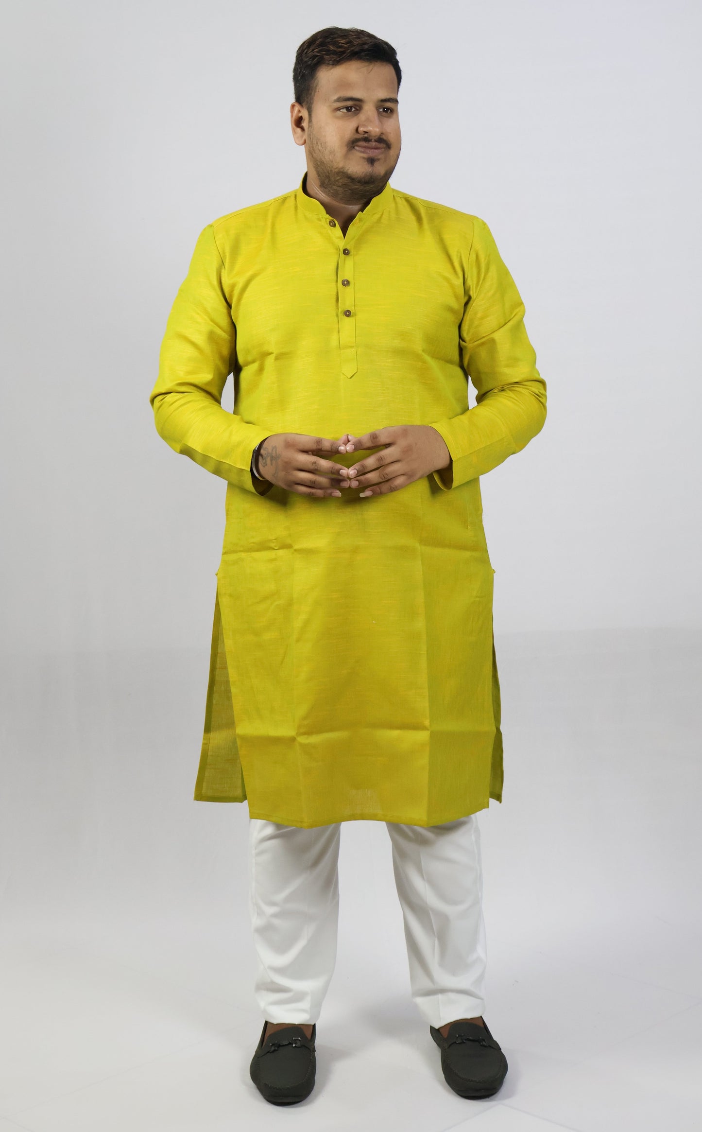 SPICY MEN'S KURTA YELLOW GREEN