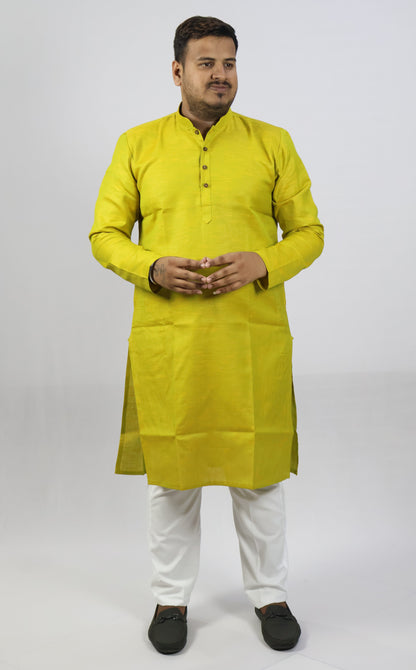 SPICY MEN'S KURTA YELLOW GREEN