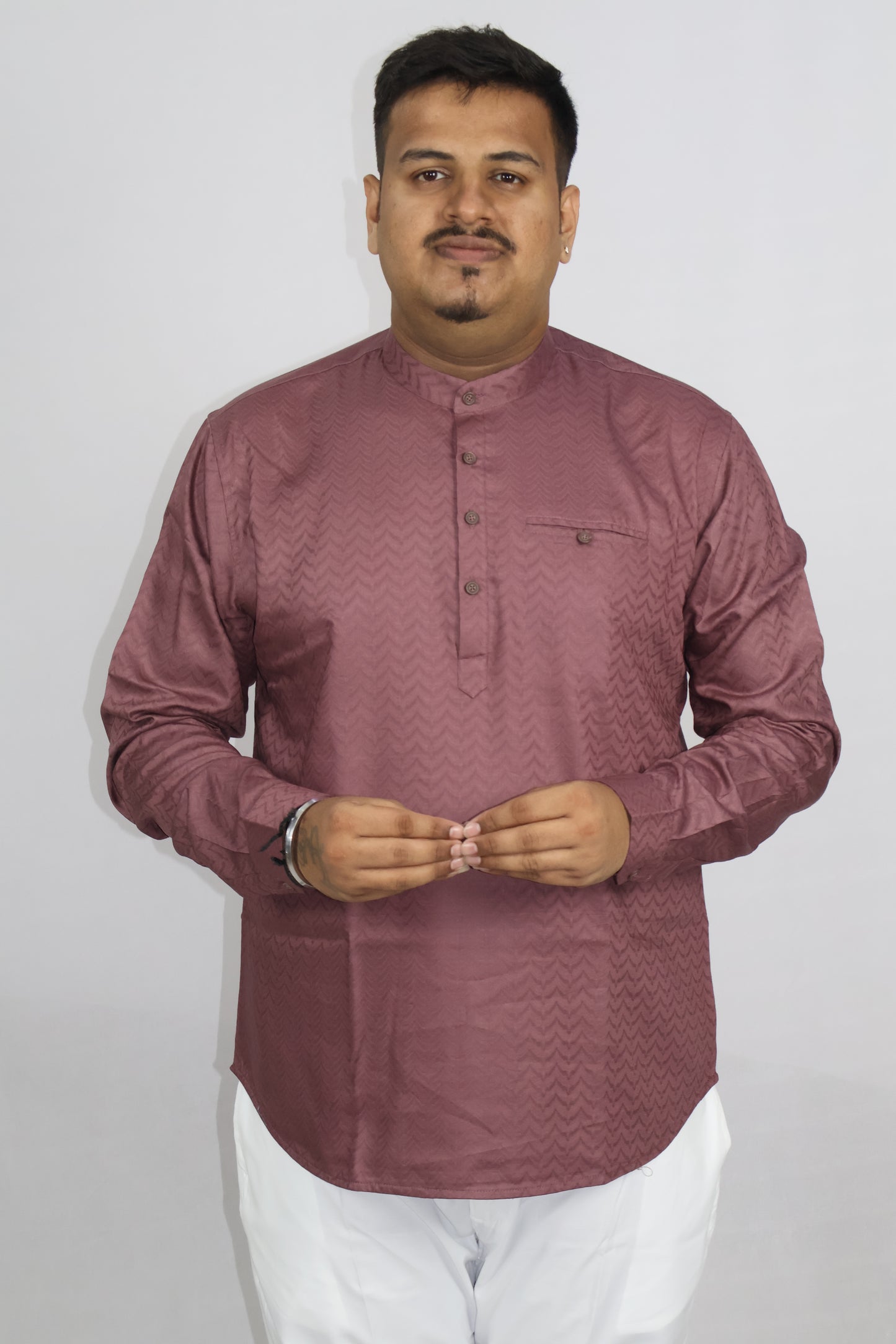 BHW SLUB 1 MEN'S FULL SLEEVE SHORT KURTA ONION