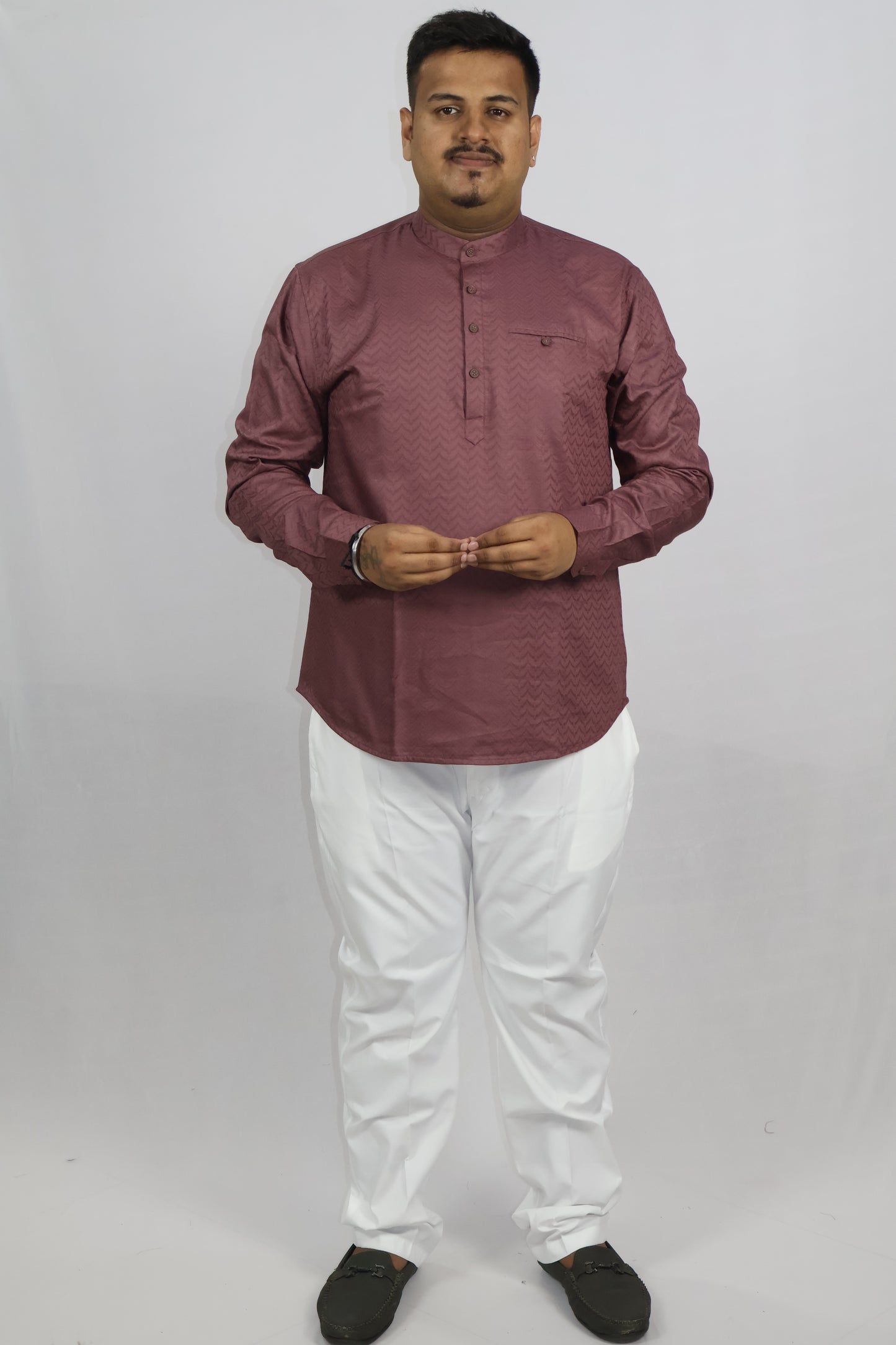 BHW SLUB 1 MEN'S FULL SLEEVE SHORT KURTA ONION