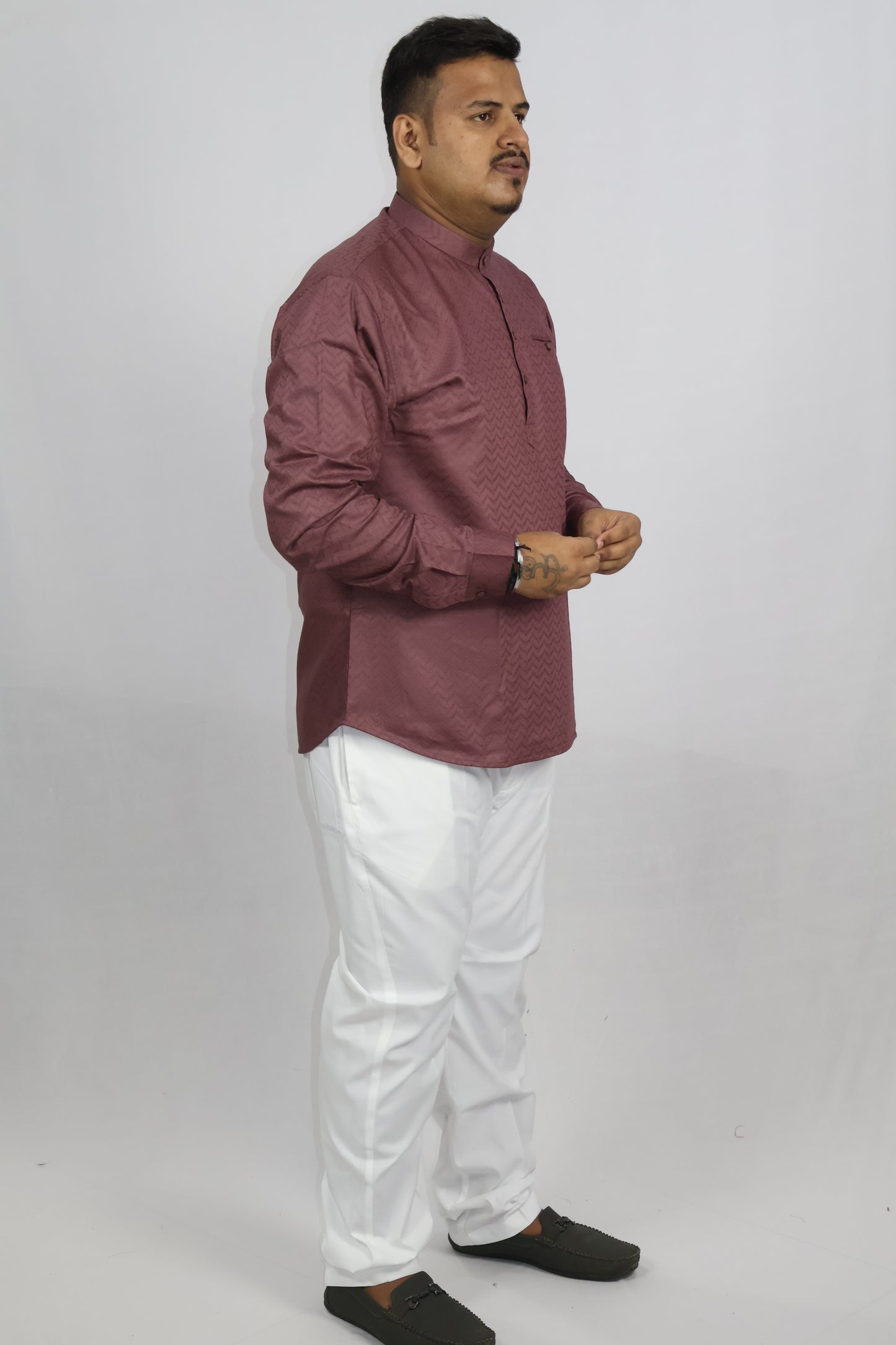BHW SLUB 1 MEN'S FULL SLEEVE SHORT KURTA ONION