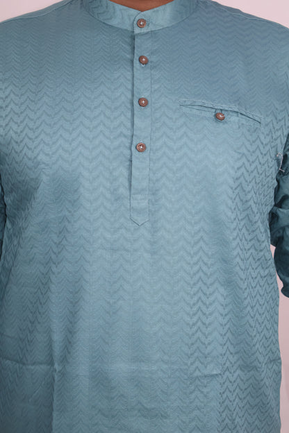 BHW SLUB 1 MEN'S FULL SLEEVE SHORT KURTA ENGLISH GREEN