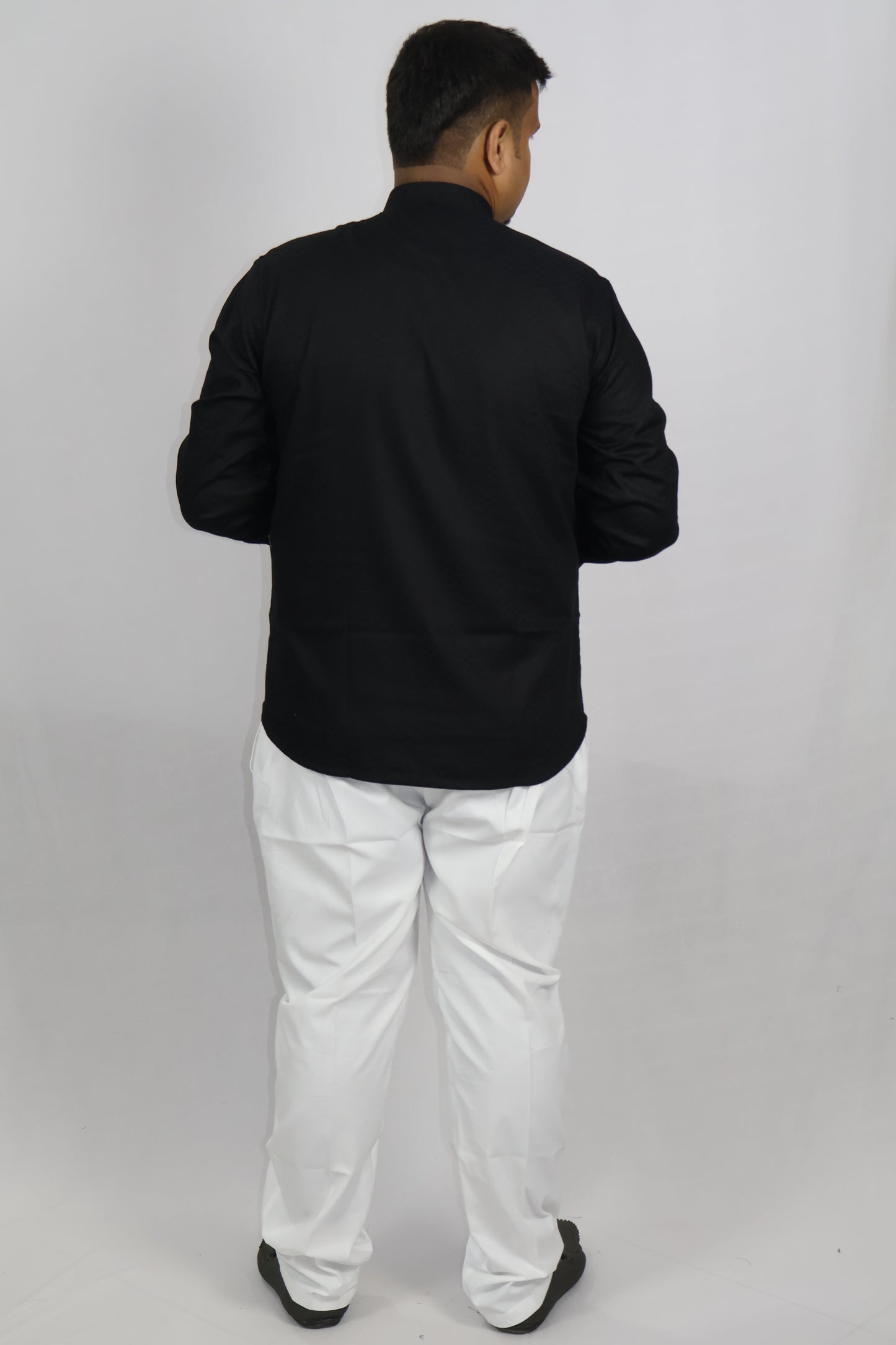 BHW SLUB 1 MEN'S FULL SLEEVE SHORT KURTA BLACK