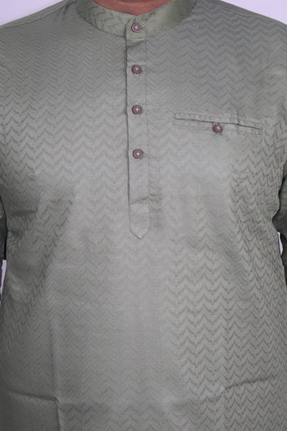 BHW SLUB 1 MEN'S FULL SLEEVE SHORT KURTA MEHENDI GREEN