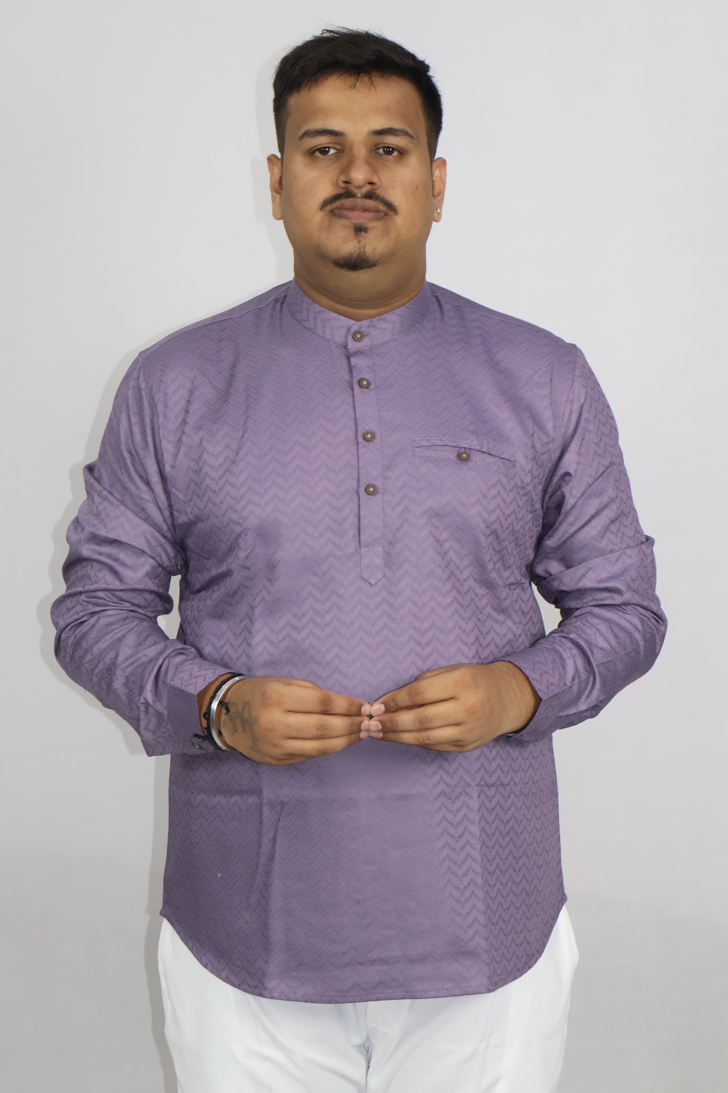 BHW SLUB 1 MEN'S FULL SLEEVE SHORT KURTA LAVENDER