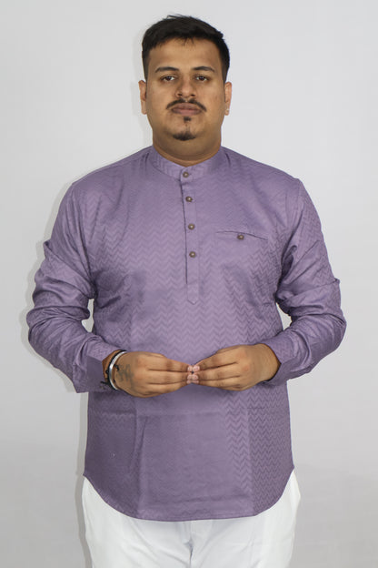 BHW SLUB 1 MEN'S FULL SLEEVE SHORT KURTA LAVENDER