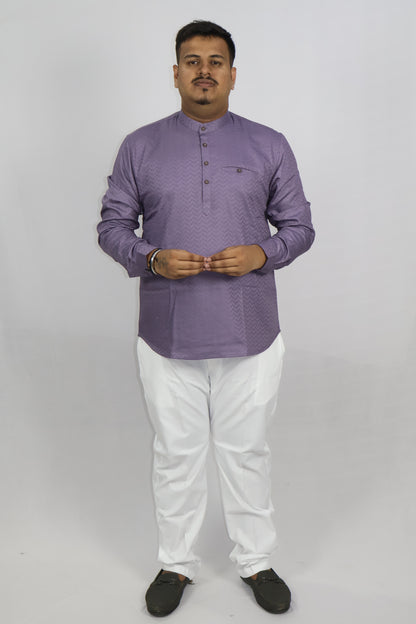 BHW SLUB 1 MEN'S FULL SLEEVE SHORT KURTA LAVENDER