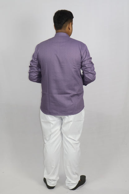 BHW SLUB 1 MEN'S FULL SLEEVE SHORT KURTA LAVENDER