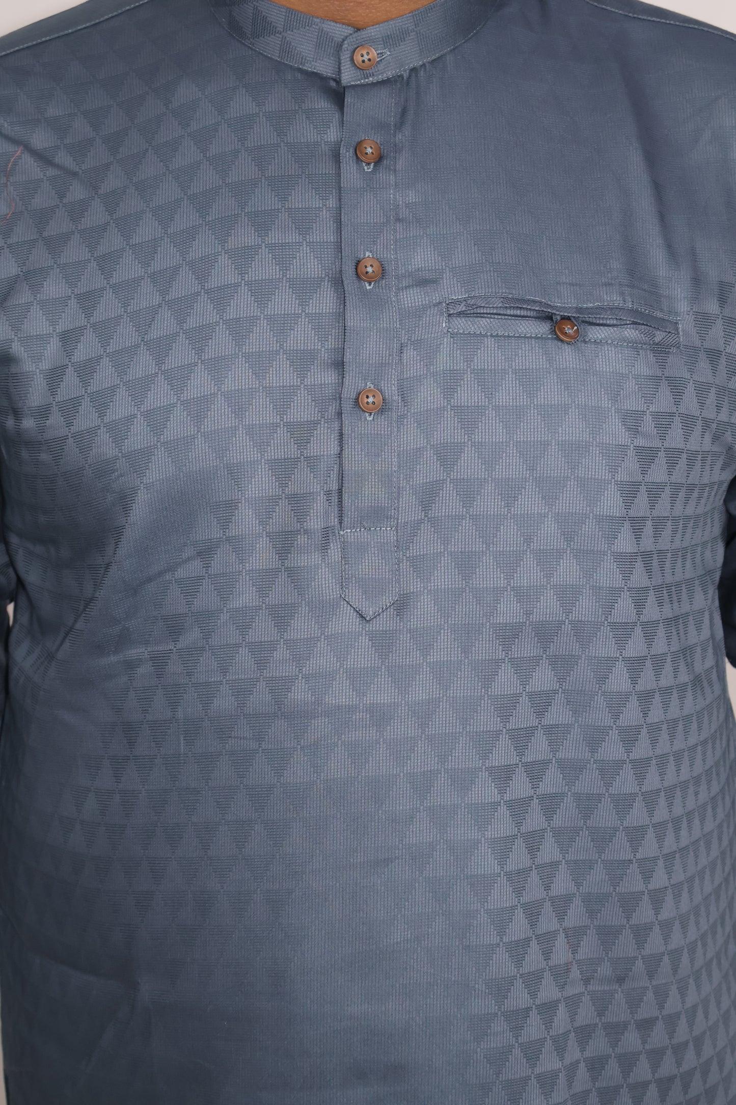 BHW CASATA MEN'S FULL SLEEVE SHORT KURTA GREYISH BLUE