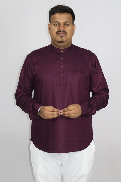 BHW CASATA MEN'S FULL SLEEVE SHORT KURTA WINE