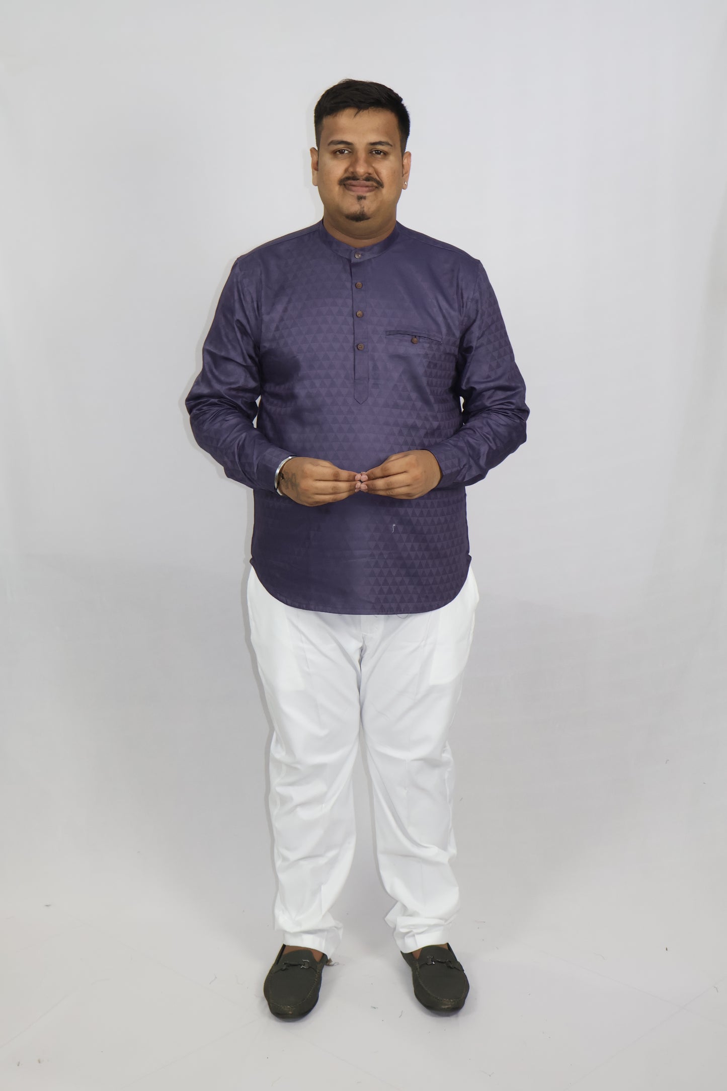 BHW CASATA MEN'S FULL SLEEVE SHORT KURTA LAVENDER