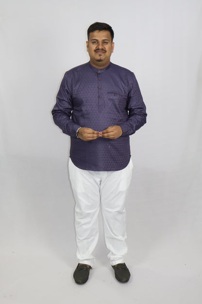 BHW CASATA MEN'S FULL SLEEVE SHORT KURTA LAVENDER