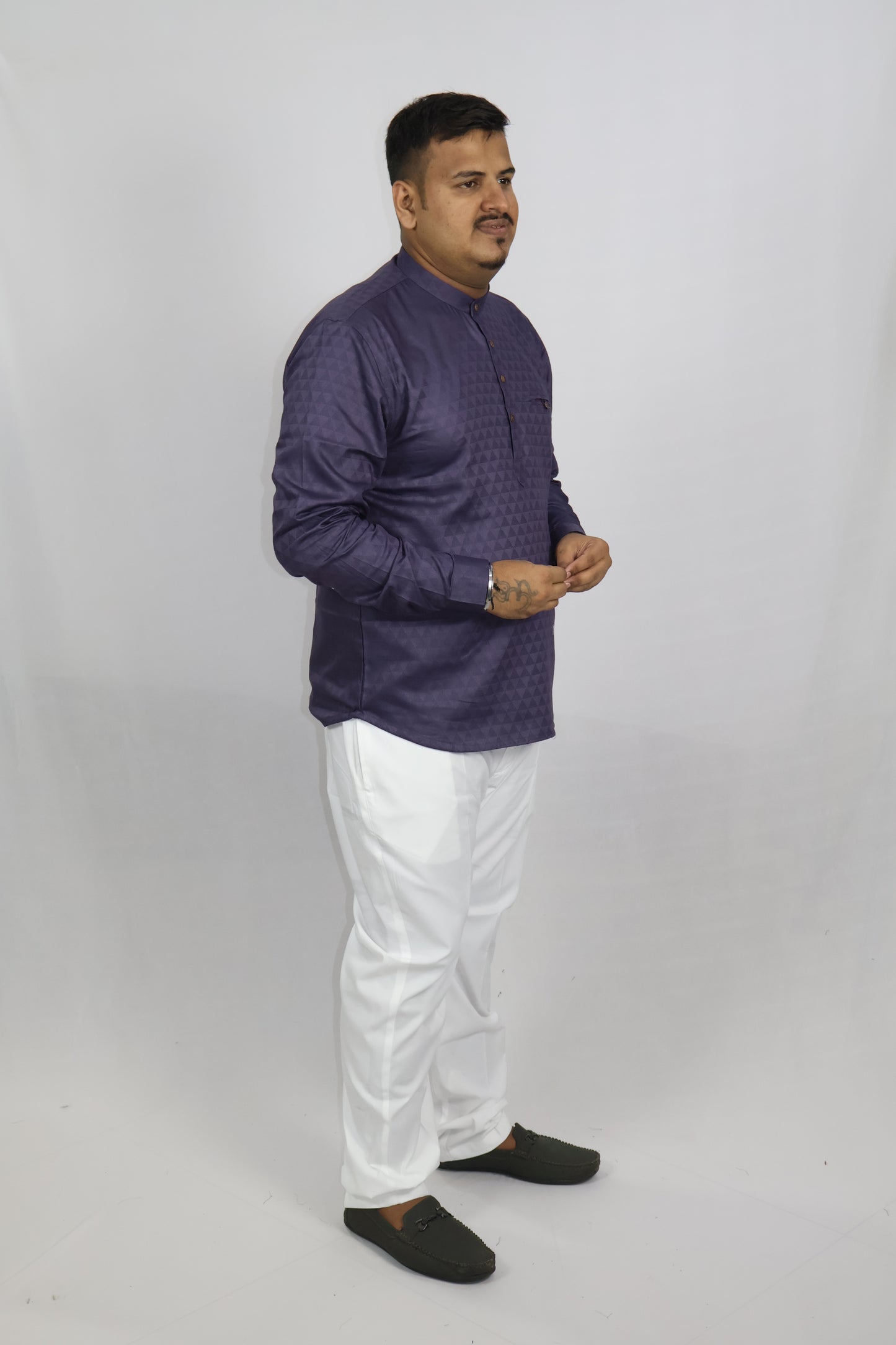 BHW CASATA MEN'S FULL SLEEVE SHORT KURTA LAVENDER