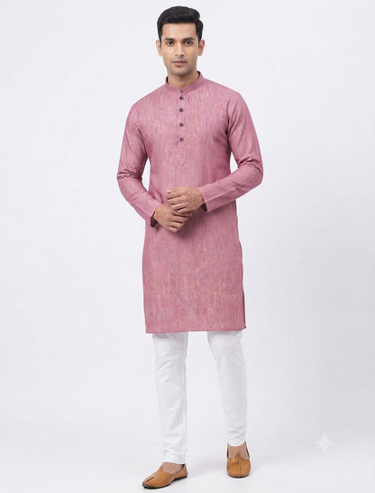 Men's Kurta Khadi 02 - Dark Pink
