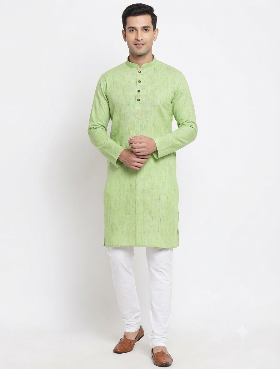 Men's Kurta Khadi 02 - Parrot Green