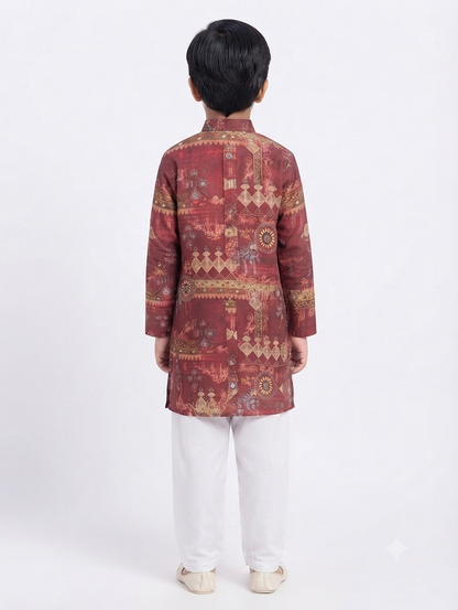 Kid's Kurta Digital 1 Maron