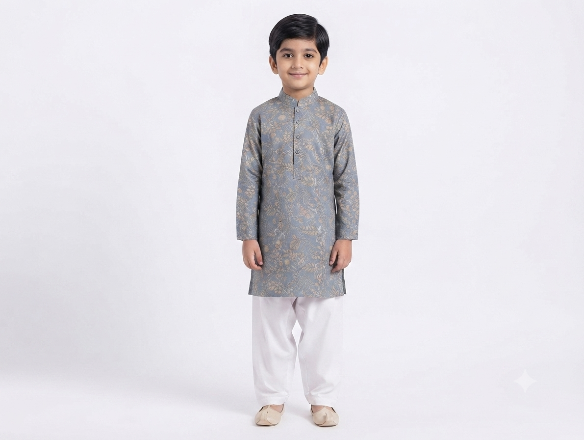 Kid's Kurta Digital 11 Peacock Green