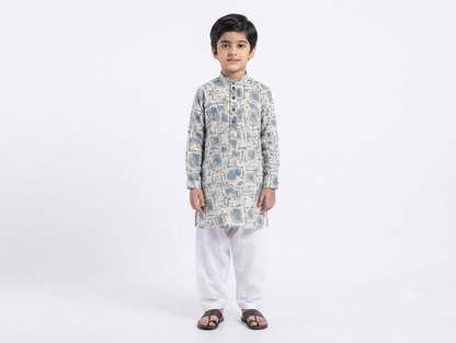Kid's Kurta Digital 13 Peacock Green