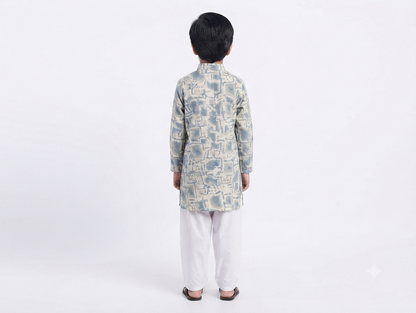 Kid's Kurta Digital 13 Peacock Green