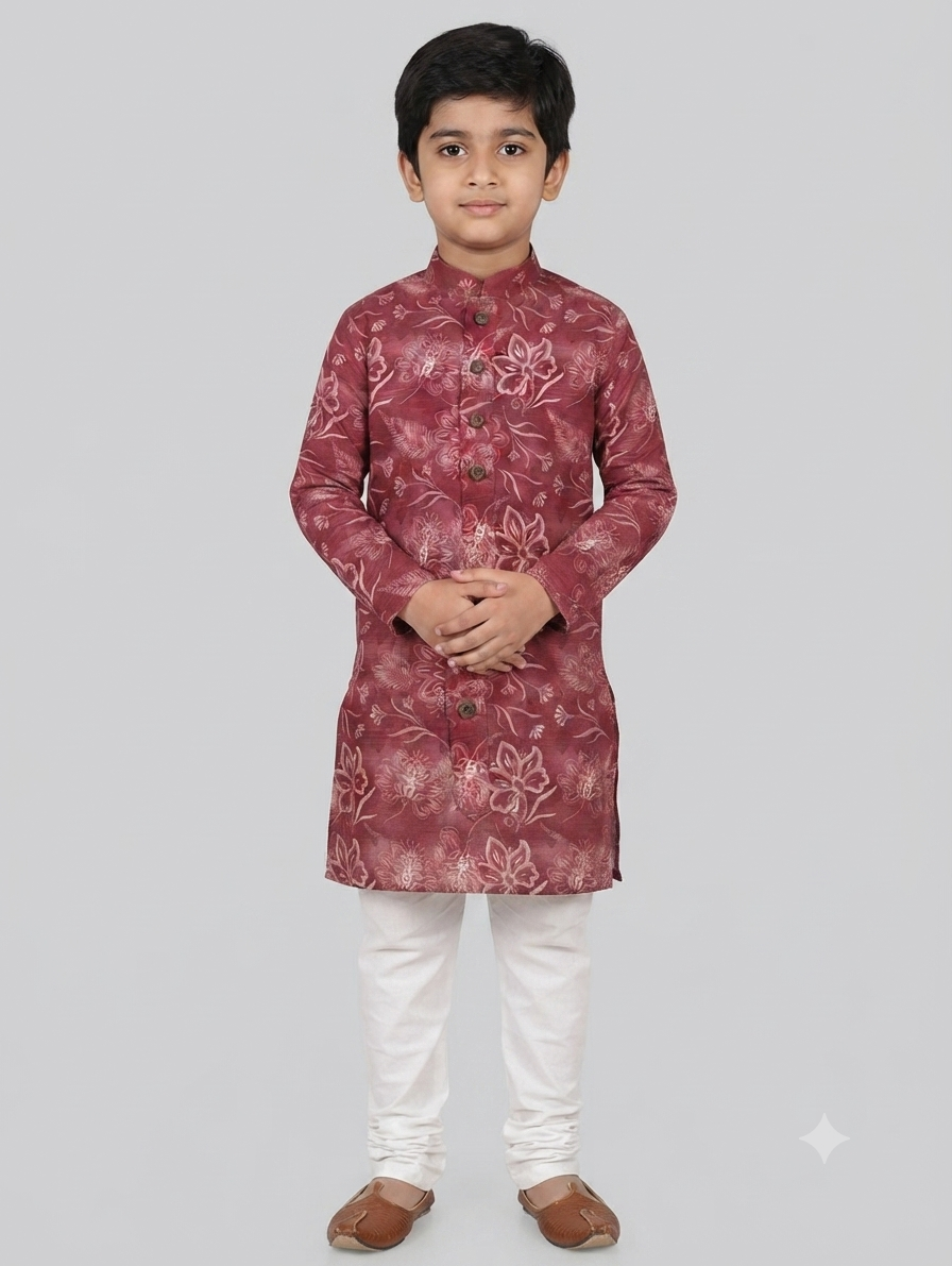 Kid's Kurta Digital 10 Maron