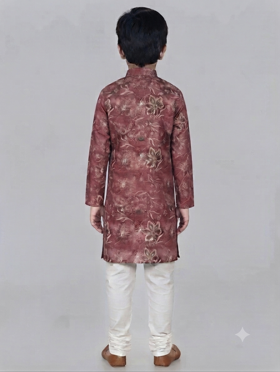 Kid's Kurta Digital 10 Maron