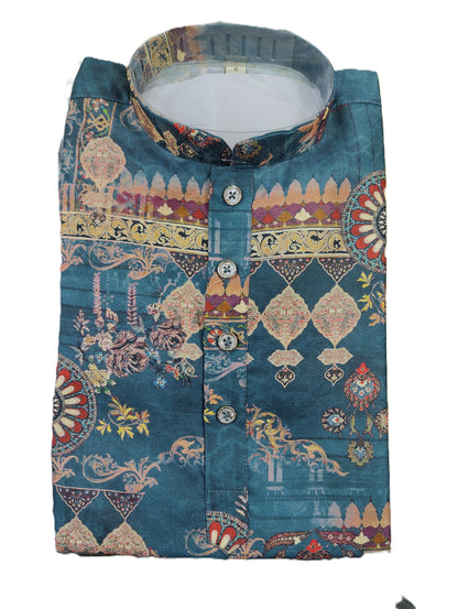 Kid's Kurta Digital 1 Peacock Green