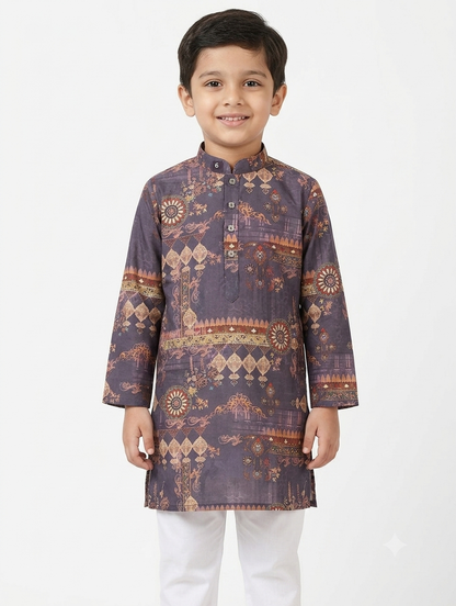 Kid's Kurta Digital 1 Purple