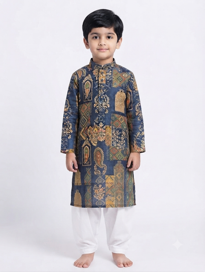 Kid's Kurta Digital 4 Blue