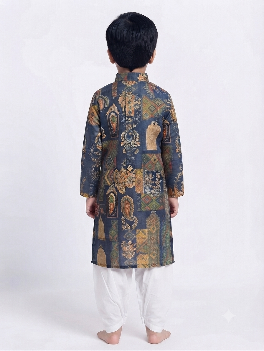 Kid's Kurta Digital 4 Blue