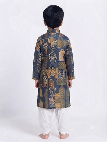 Kid's Kurta Digital 4 Blue