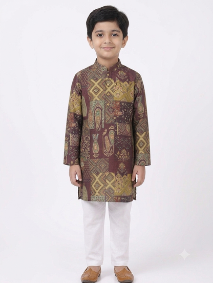 Kid's Kurta Digital 4 Maron