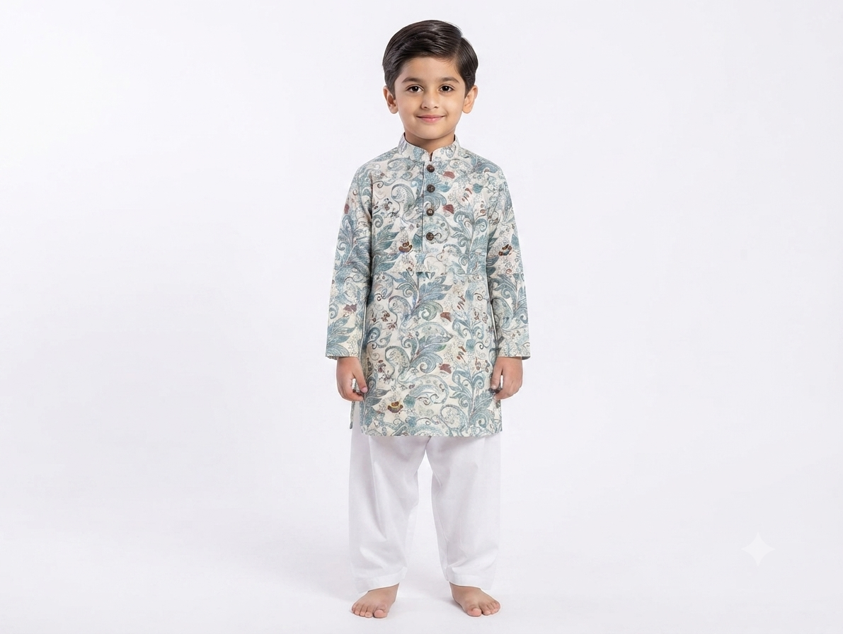 Kid's Kurta Digital 6 Green