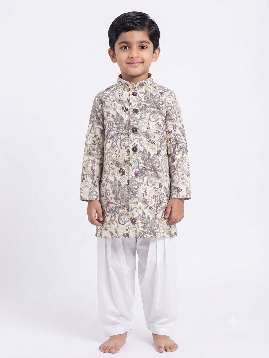 Kid's Kurta Digital 6 Grey