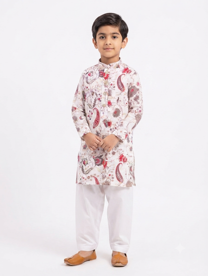 Kid's Kurta Digital 7 White