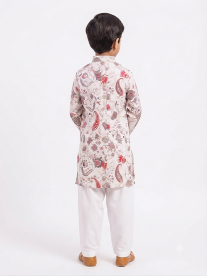 Kid's Kurta Digital 7 White