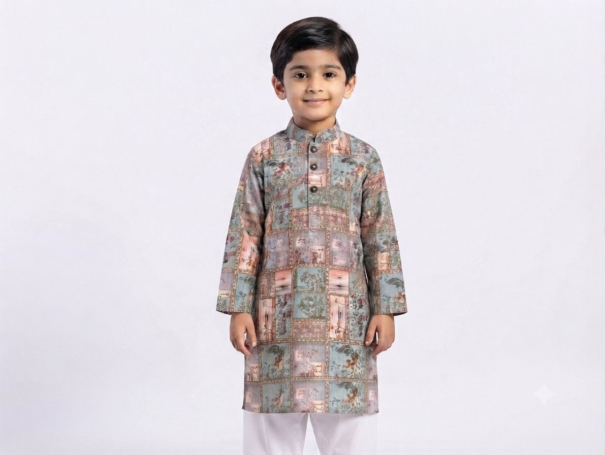 Kid's Kurta Digital 8 Green