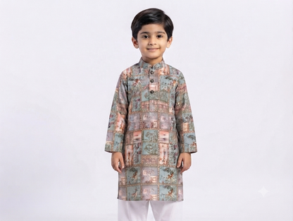 Kid's Kurta Digital 8 Green