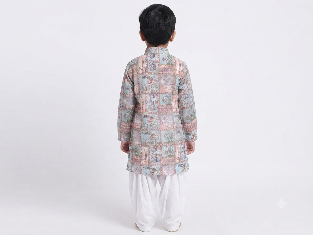 Kid's Kurta Digital 8 Green