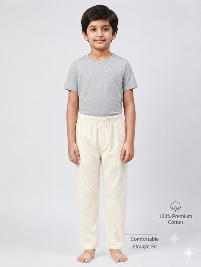 Full Elastic Kid's Cotton Salwar Cream