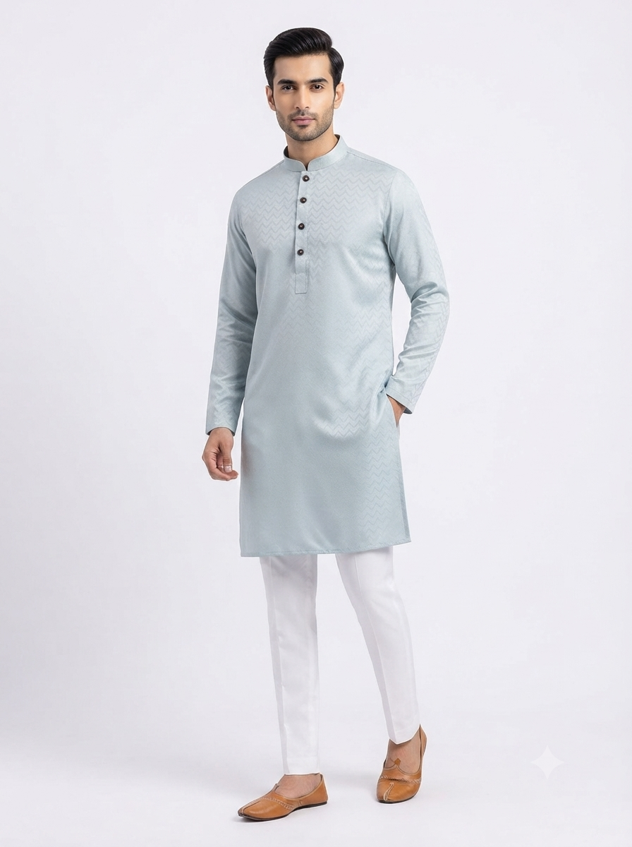 Men's Kurta Com 117 Sea Blue