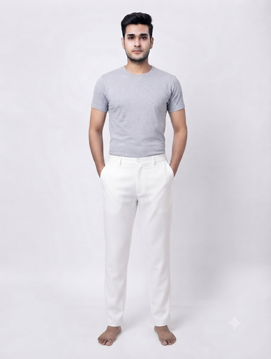 Men's Cotton White Polo Pant