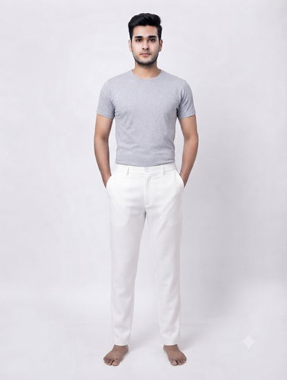 Men's Cotton White Polo Pant