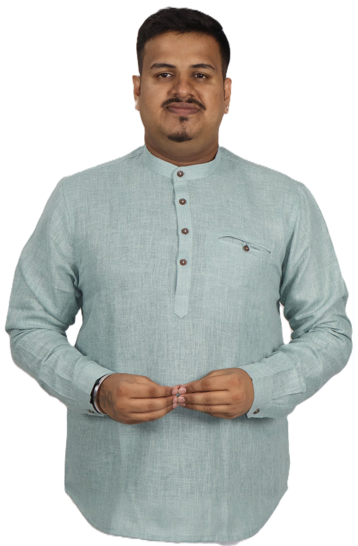 SHARPLINEN MEN'S FULL SLEEVE KURTA PISTA