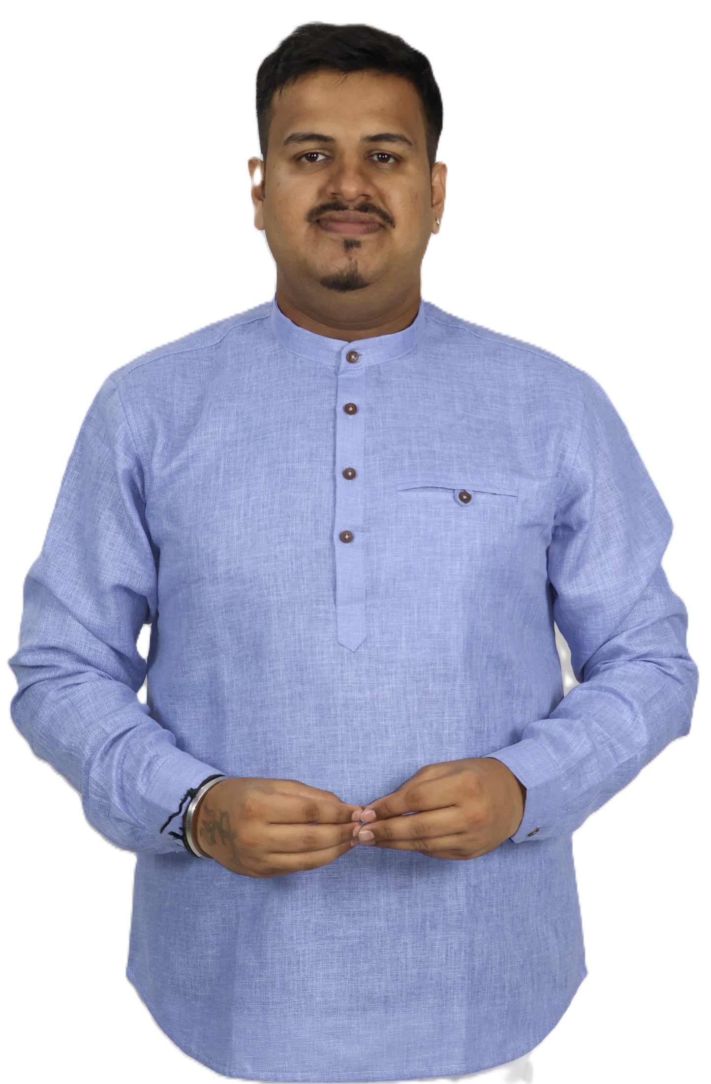 SHARPLINEN MEN'S FULL SLEEVE KURTA VIOLET
