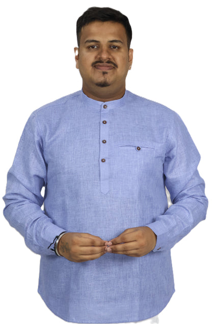 SHARPLINEN MEN'S FULL SLEEVE KURTA VIOLET
